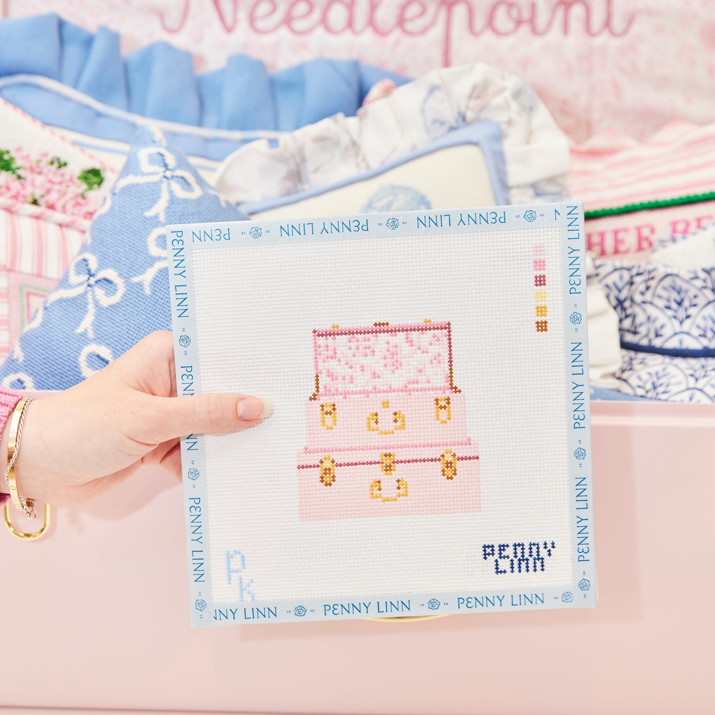 Penny Linn x Petite Keep Trunk Needlepoint Canvas