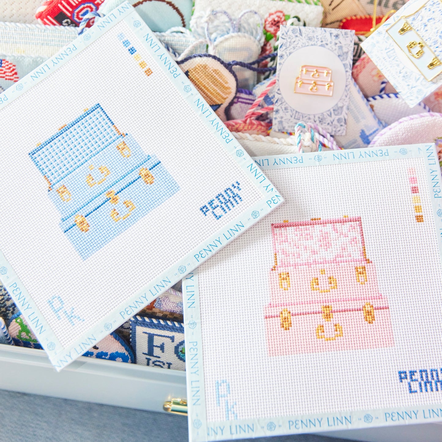 Penny Linn x Petite Keep Trunk Needlepoint Canvas